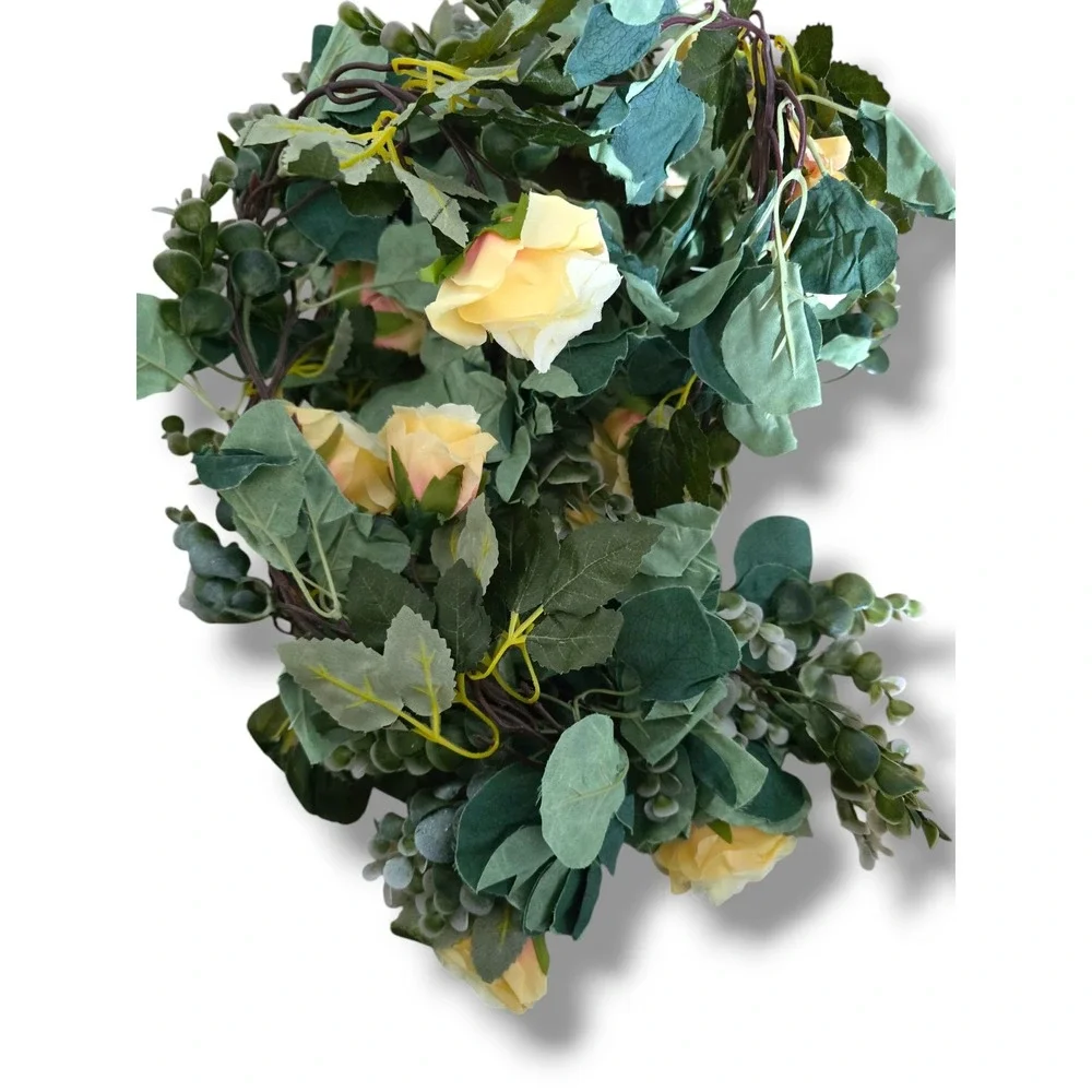 Premium Cream Rose & Greenery Letter Wreath - Home Accents